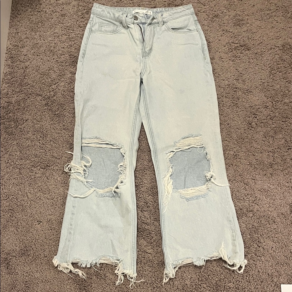 Altar'd State Light Blue Distressed Flare Jeans